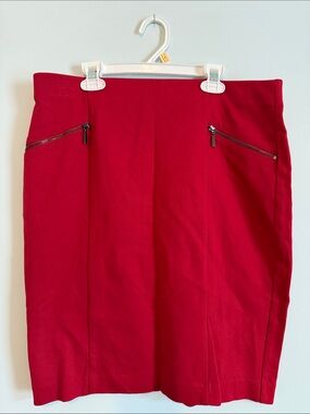 Alfani Red Zip-Pocket Pencil Skirt